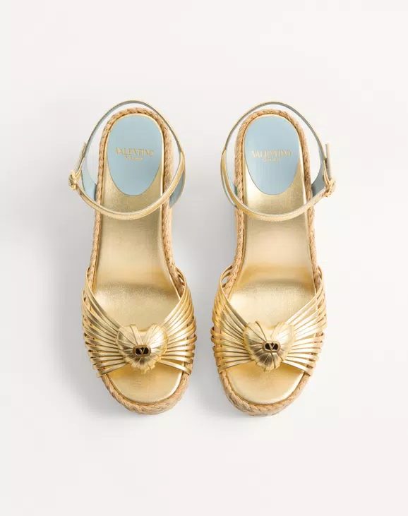 Valentino Royal Wedge Sandal In Metallic Nappa Leather 100Mm - Image 5